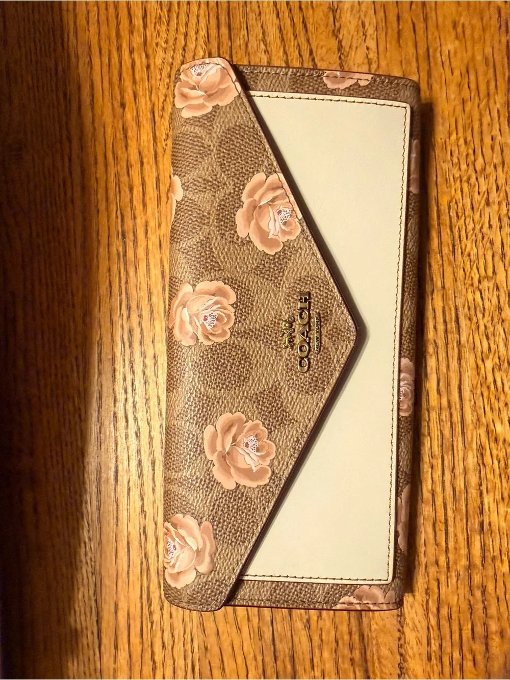 Coach 31667 Charlie Carryall Rose Print Signature C Tan Pink & Chalk Color Block